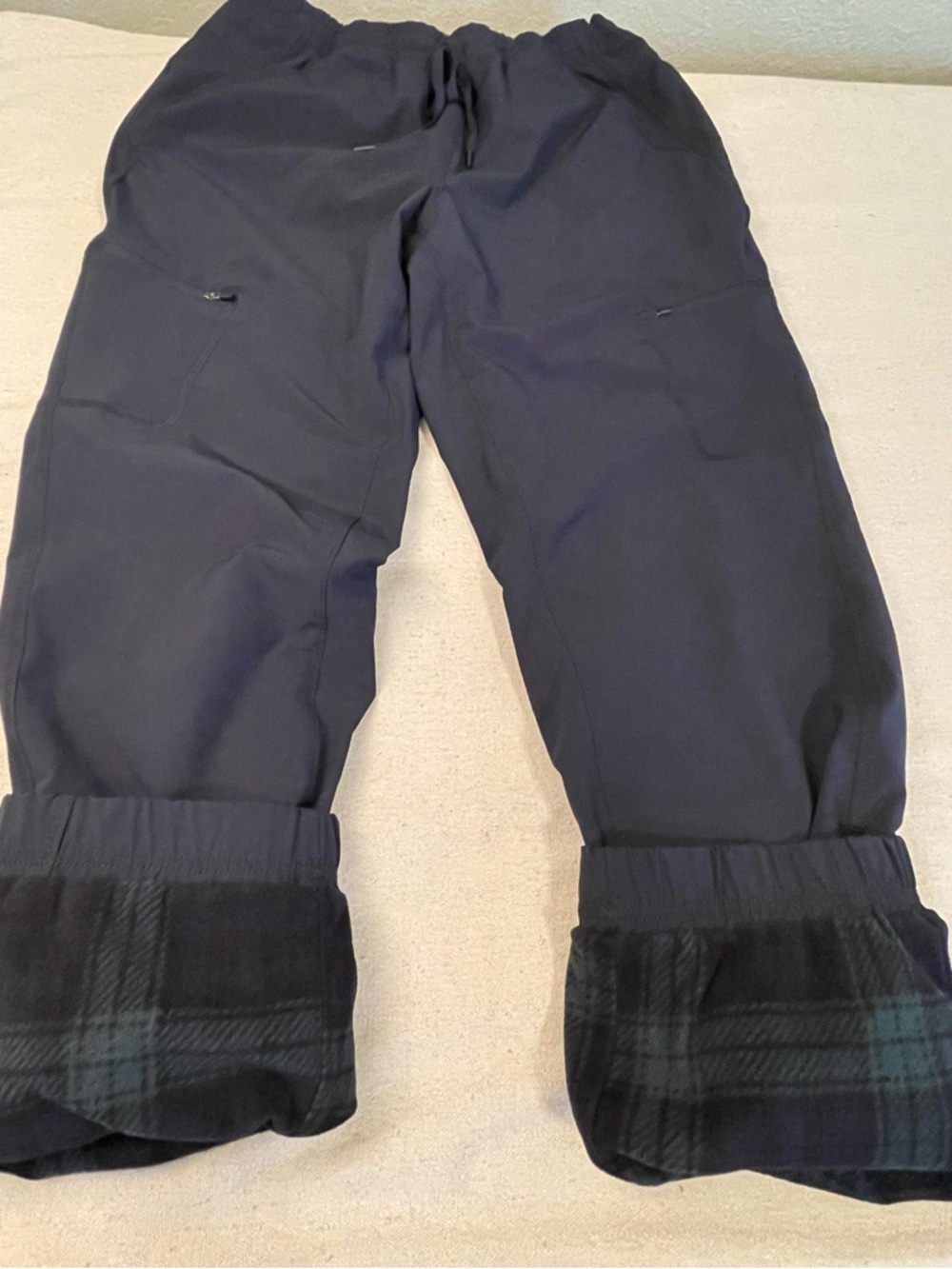 Eddie Bauer Navy Elastic-Waist Fleece Lined Pants